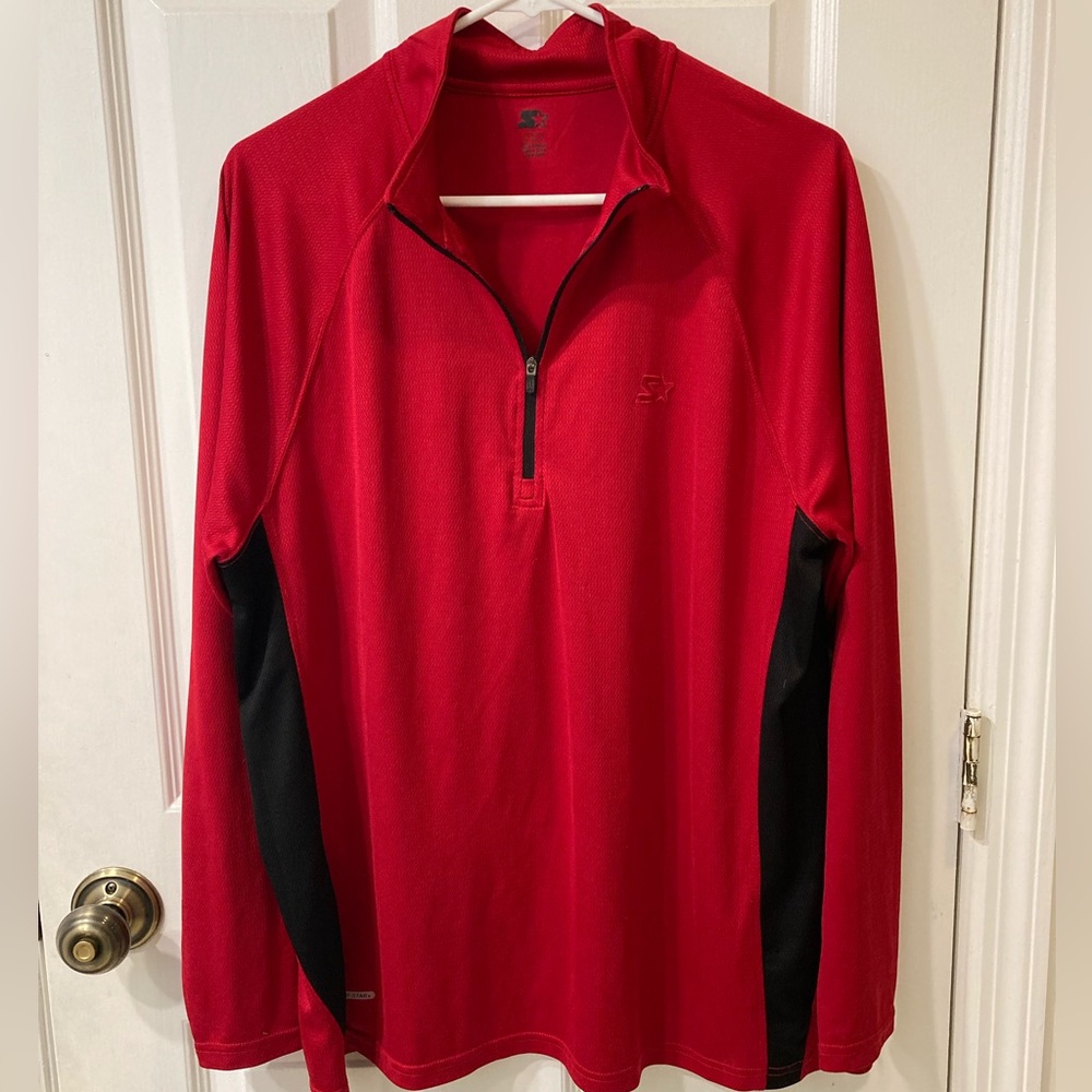 Starter Red Y2K Quarter Zip Pullover Sweater
